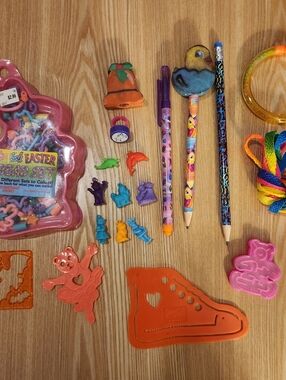 Lot Of Assorted Mix 1990s Lisa Frank - Beads, Party Favors, Stencils, Etc.